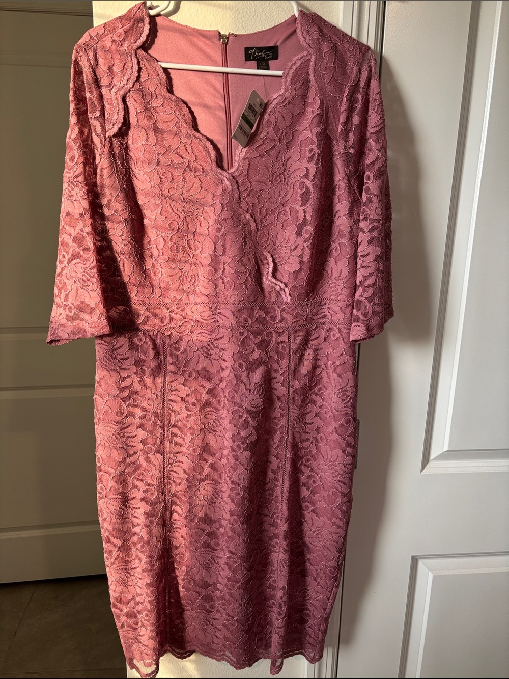 Thalia Sodi Dusty Rose Lace Midi Dress